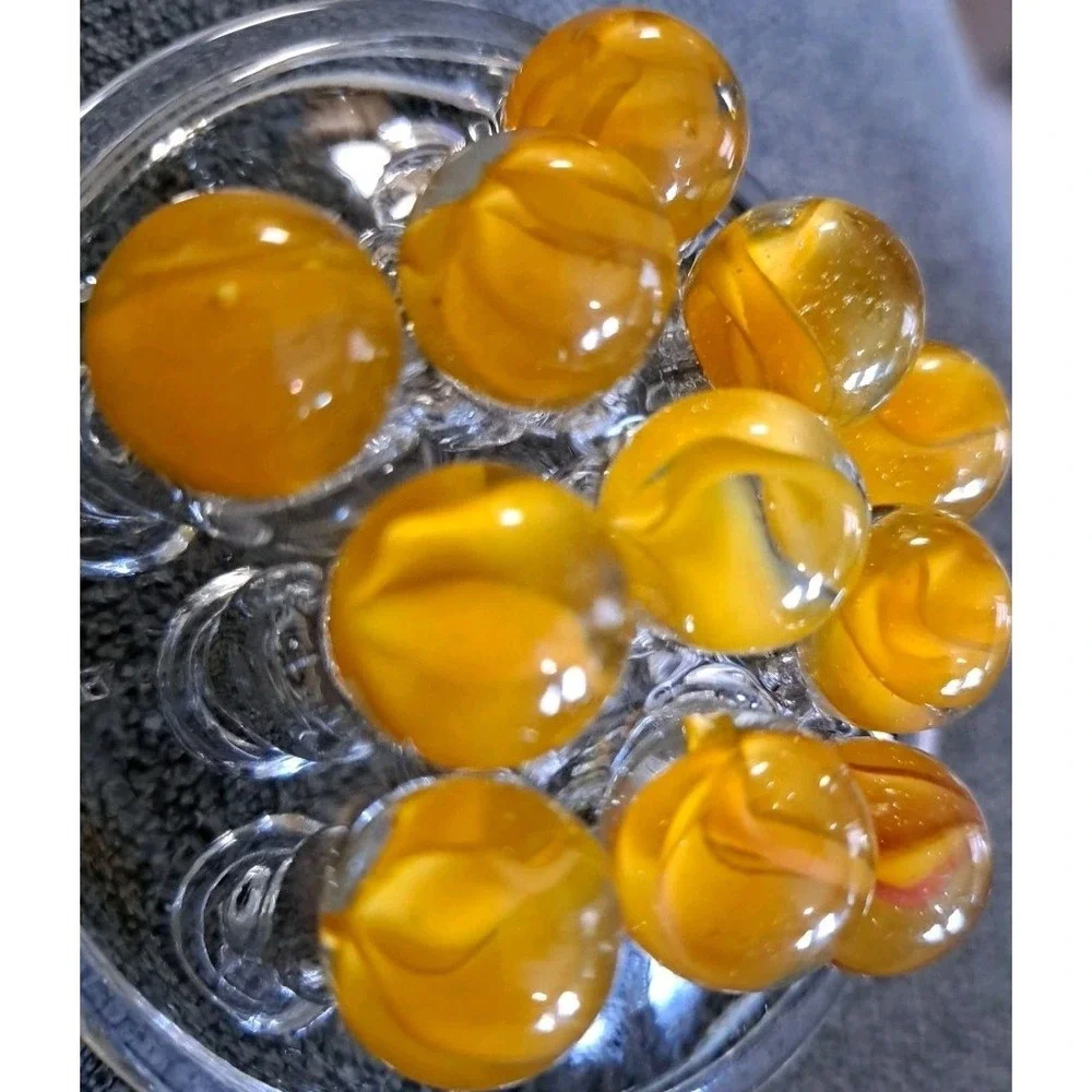Lot Of 11 Estate Sale‎ Marbles Orange Cats Eye